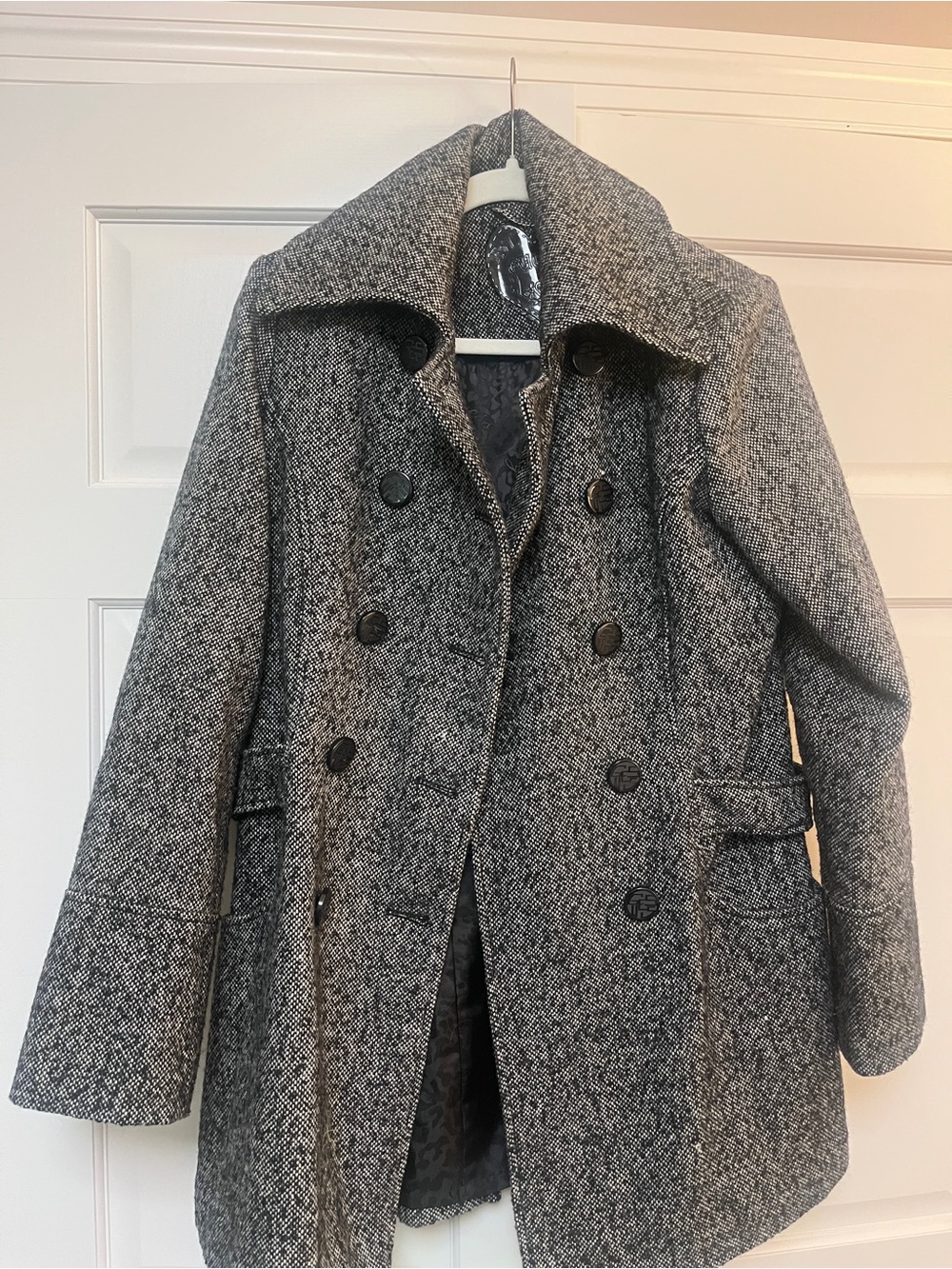 Guess Gray Tweed Pea Coat